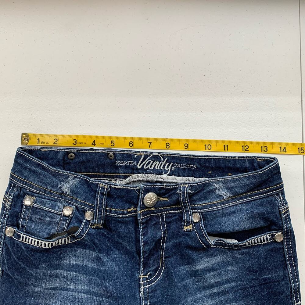Premium Vanity Collection Women's Harlow Skinny Embellished Dark Blue Sz 27W/32L - Picture 14 of 16
